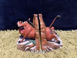 Ensemble de statues de porte-livres vintage Timon et Pumbaa du Roi Lion de Walt Disney (lire)