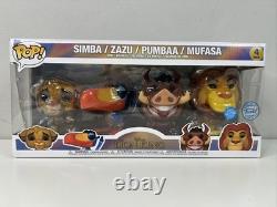 Funko Pop Disney Le Roi Lion Pack de 4 Glitter Simba, Zazu, Pumbaa, Mufasa Édition Spéciale