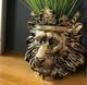 Grand Pot De Fleurs Tête De Lion Roi Portant Une Couronne Majestueuse En Intérieur Or 41,5 Werns
