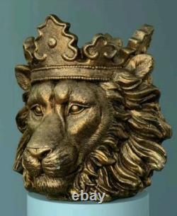 Grand pot de fleurs tête de lion roi portant une couronne majestueuse en intérieur or 41,5 Werns