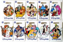 Groupe de Pins Personnages des Parcs Disney Alice Aladdin Le Roi Lion Lot de 10, 2025, Neuf