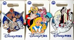Groupe de Pins Personnages des Parcs Disney Alice Aladdin Le Roi Lion Lot de 10, 2025, Neuf