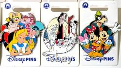 Groupe de Pins Personnages des Parcs Disney Alice Aladdin Le Roi Lion Lot de 10, 2025, Neuf