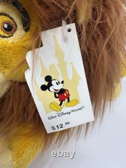 HTF Walt Disney World Le Roi Lion Mufasa peluche bean bag de 9 pouces avec étiquettes RARE