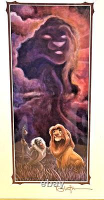 Impression d'art Disney rare HTF LE ROI LION RÉFLEXIONS signée par l'artiste DARREN WILSON