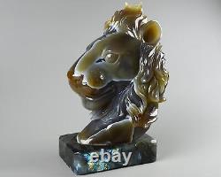 Impressionnant Le Roi Lion 8.3 Lion en cristal sculpté de labradorite et agate & labradorite