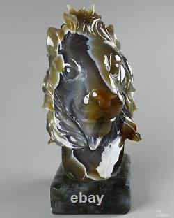 Impressionnant Le Roi Lion 8.3 Lion en cristal sculpté de labradorite et agate & labradorite