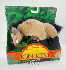 Jouet en peluche en boîte Tête en vinyle de la hyène Shenzi du Roi Lion vintage Mattel 1994