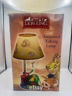 Lampe parlante animée Disney Le Roi Lion VTG avec boîte et abat-jour