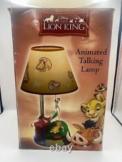 Lampe parlante animée Disney Le Roi Lion VTG avec boîte et abat-jour