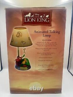 Lampe parlante animée Disney Le Roi Lion VTG avec boîte et abat-jour