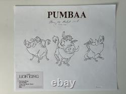 Le Roi Lion 1994 Pumbaa Dessin d'Animation Original Walt Disney