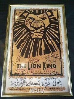 Le Roi Lion 1997 Original Broadway Cast Disney Cadre D'or Signé 15 X 22.5