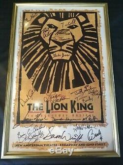 Le Roi Lion 1997 Original Broadway Cast Disney Cadre D'or Signé 15 X 22.5