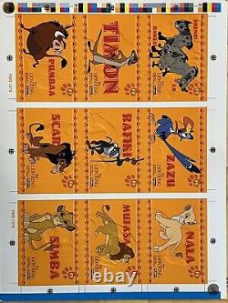 Le Roi Lion / Cartes en feuille d'aluminium non coupées de Disney 1991