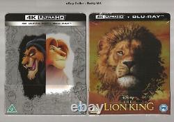 Le Roi Lion de Disney (1994 & 2019) Édition Exclusive Royaume-Uni 4k + Blu Ray Steelbooks Nouveau