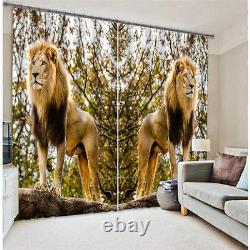 Le roi lion debout sur la colline impression de rideaux de photo en bloc 3D en tissu pour fenêtre