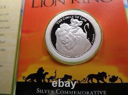 Lion King Disney Mufasa Simba 1994 Film Rare 999 Argent Coin Coa Sharp Case #a