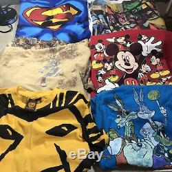 Lot De 12 Hommes T-shirts Disney Marvel Mickey Warner Bro Superman Roi Lion Vtg