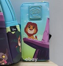 Lot De 2 Loungefly Disney Lion King Pride Rock Sac À Dos Et Fermeture Éclair Wallet Nouveau