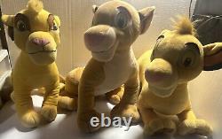Lot de peluches Vintage Disney Le Roi Lion 2 Simba et 1 Nala Animaux en peluche de grande taille