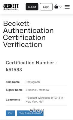 MATTHEW BRODERICK Signé 11x17 Disney Le Roi Lion Autographe Certificat Beckett Témoin