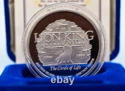 Médaille en argent Disney Le Roi Lion 5ème Anniversaire, gravée d'un numéro de série en argent sterling