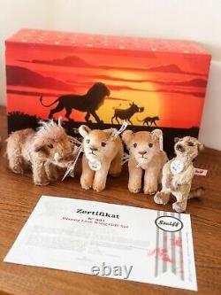 NOUVEL ensemble Steiff LION KING Édition Limitée Coffret Cadeau & Certificat LIVRAISON GRATUITE au Royaume-Uni