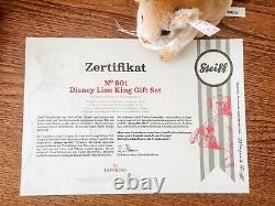 NOUVEL ensemble Steiff LION KING Édition Limitée Coffret Cadeau & Certificat LIVRAISON GRATUITE au Royaume-Uni