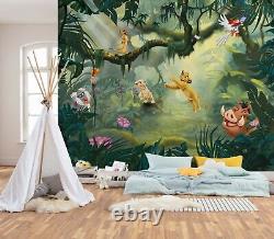 Papier peint Le Roi Lion 3,5x2,8 m pour chambre d'enfant garçon fille murale verte Disney