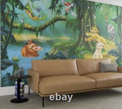 Papier peint mural non tissé Disney Le Roi Lion Timon, Pumbaa, Nala, Simba pour chambre d’enfant
