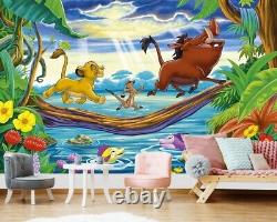 Peinture murale de lion King, Disney, dessin animé, Simba, Pumba, papier peint photo pour la chambre des enfants