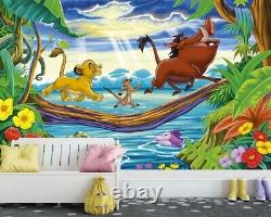 Peinture murale de lion King, Disney, dessin animé, Simba, Pumba, papier peint photo pour la chambre des enfants