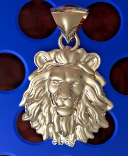 Pendentif Charms en or rose solide 10 carats avec tête de lion Roi