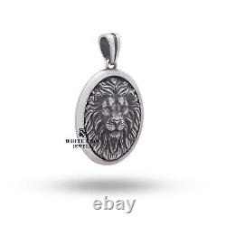 Pendentif animal roi lion africain ovale en argent 925 oxydé - Bijoux cadeau