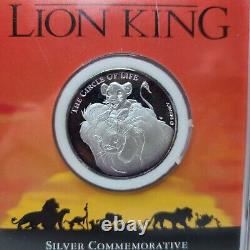 ROI LION DISNEY 1994 SORTIE DU FILM PIÈCE D'ARGENT RARE 999 COA ÉTUI Faible tirage