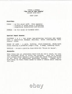 ROI LION Timon et Pumbaa Disney Production Scénario AVEC DESSINS Copie Ep 38 1995