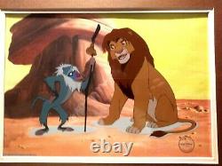 Rafiki And Simba Limited Ed. Disney Sericel From Lion King, New Mint Coa Encadré