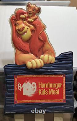 Rare 1994 Burger King Disney Lion King Affiche D'affichage