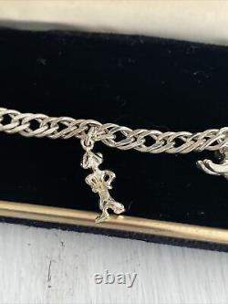 Rare Disney Le Roi Lion 925 Argent Sterling 5 Bracelet De Charme