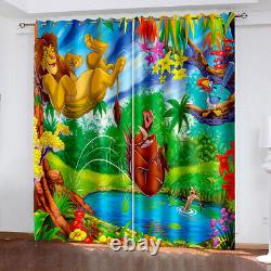 Rideaux de chambre à anneaux Lion King Simba noir avec œillets, décoration de porte occultante et protection UV