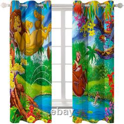 Rideaux de chambre à anneaux Lion King Simba noir avec œillets, décoration de porte occultante et protection UV