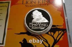 Roi Lion Disney Mufasa 5ème Anniversaire 1999 Sortie 999 Pièce d'Argent CoA 6lk9