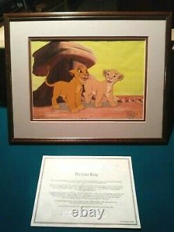 Simba Et Nala Limited. Edition Disney Sericel From Lion King Nouveau, Custom Framed