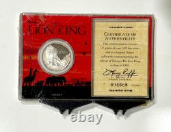 Sortie du film DISNEY LE ROI LION 1994. Collection de pièces en argent 999 MUFASA RARE