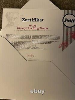 Steiff Disney Roi Lion Timon EAN 355509 OURS BOUTIQUE Édition Limitée