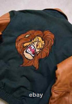 Super Rare Vintage 90s Disney Lion King Denim Taille Veste En Cuir Grand