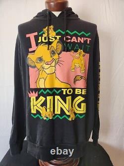 Sweat à capuche Vintage Limited Disney Le Roi Lion Simba rétro années 90 noir XL en excellent état Rare