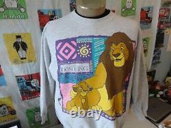 Sweatshirt gris à col rond XL promotionnel du film Walt Disney Le Roi Lion vintage des années 90