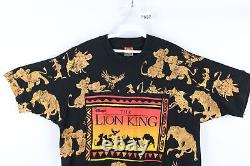 T-shirt à manches courtes vintage années 90 pour homme Disney taille unique imprimé intégral Le Roi Lion USA